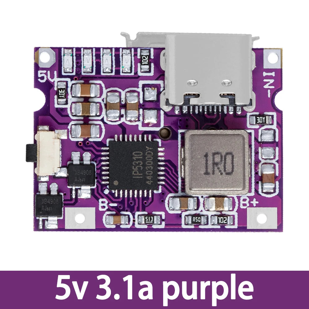 IP5310 Type-C USB-a 5V 3.1A Boost Converter Step-Up Power Module Power Bank Accessories With Switch LED Indicator