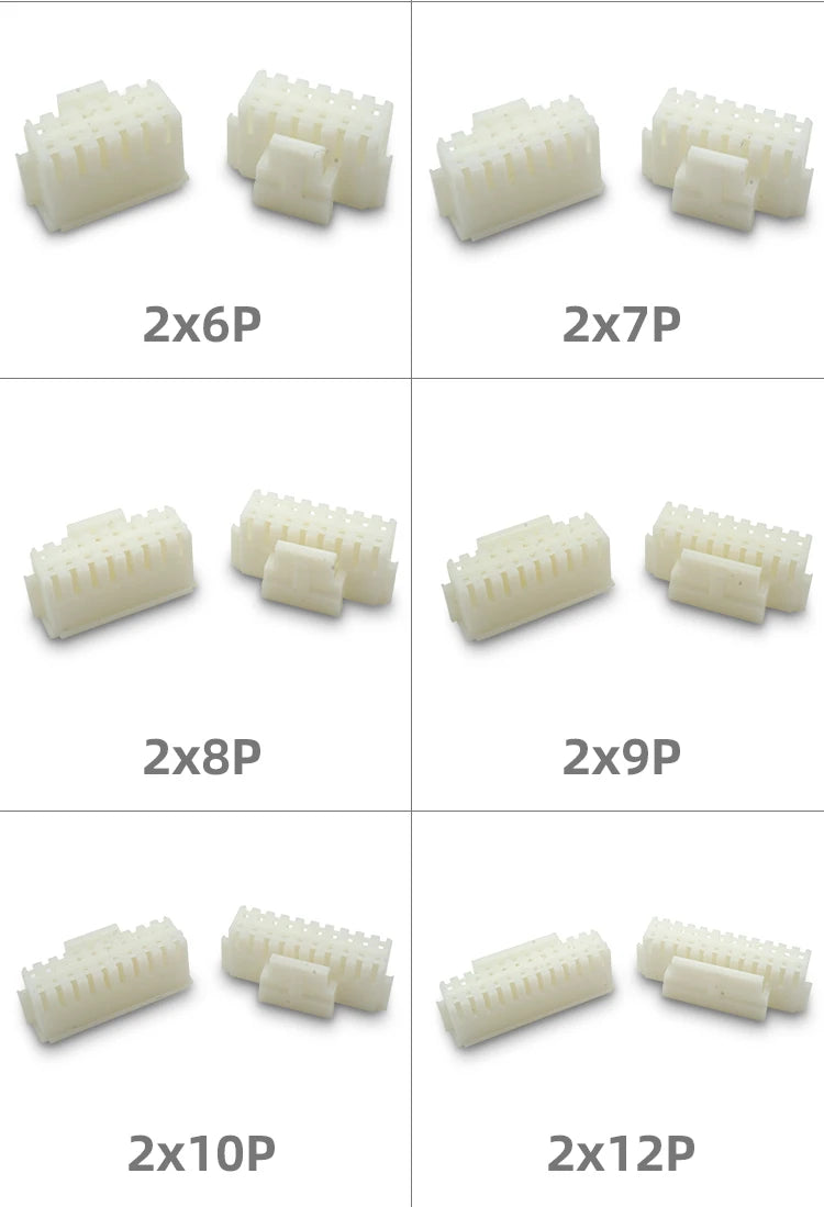 50Pcs Micro Mini PHB 2.0mm Double Row Buckle Plastic Shell 2x2P 2x3P 2x4P 2x5P 2x6P 2x7P 2x8P 2x10P Female Housing Connector