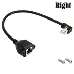 90/180/270 Degree Right Angle RJ45 Male to Female Cat5/6 Ethernet LAN Extension Adapter Cable  Screw panel mount Ethernet 30cm