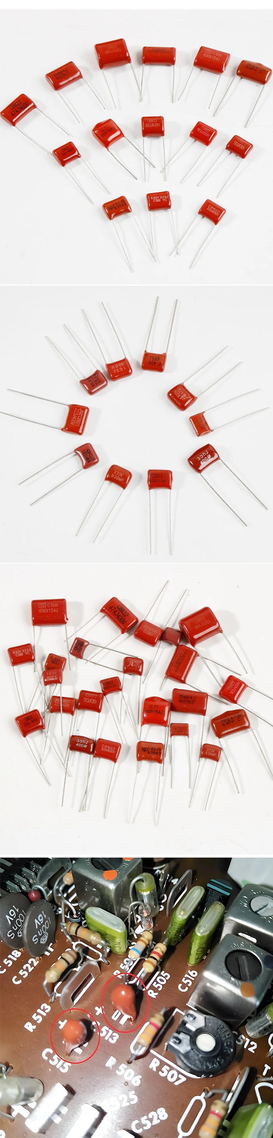 20pcs CBB Capacitors Metallized Polypropylene Film Capacitor 0.01uf 0.22uf 0.33uf 0.47uf 0.68uf 1nf 10nf 22nf 23nf 47nf 68nf