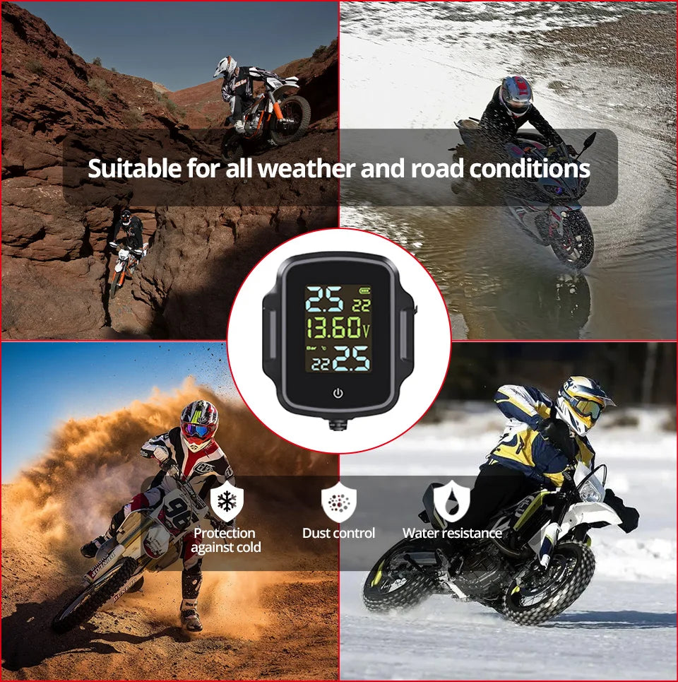 E-ACE TPMS Tire Pressure Monitoring SystemInfitary Motorcycle System LCD Real Time Data Display For Status Precise Digital
