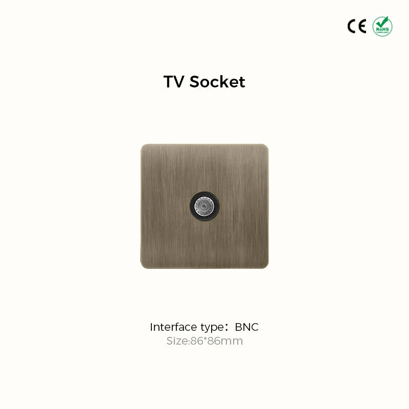 Avoir Bronze Brushed Toggle Switch 1-4 Gang 2 Way Metal Lever Wall Light Switches Standard Plug Adapter Electric Socket With Usb