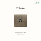 Avoir Bronze Brushed Toggle Switch 1-4 Gang 2 Way Metal Lever Wall Light Switches Standard Plug Adapter Electric Socket With Usb