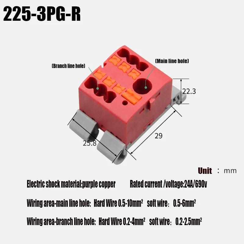 Fixed Modular Wire Connectors Compact Splicing Lighting Push-in Multi Link Terminal Block 1 in Multiple Out 225 Series 1