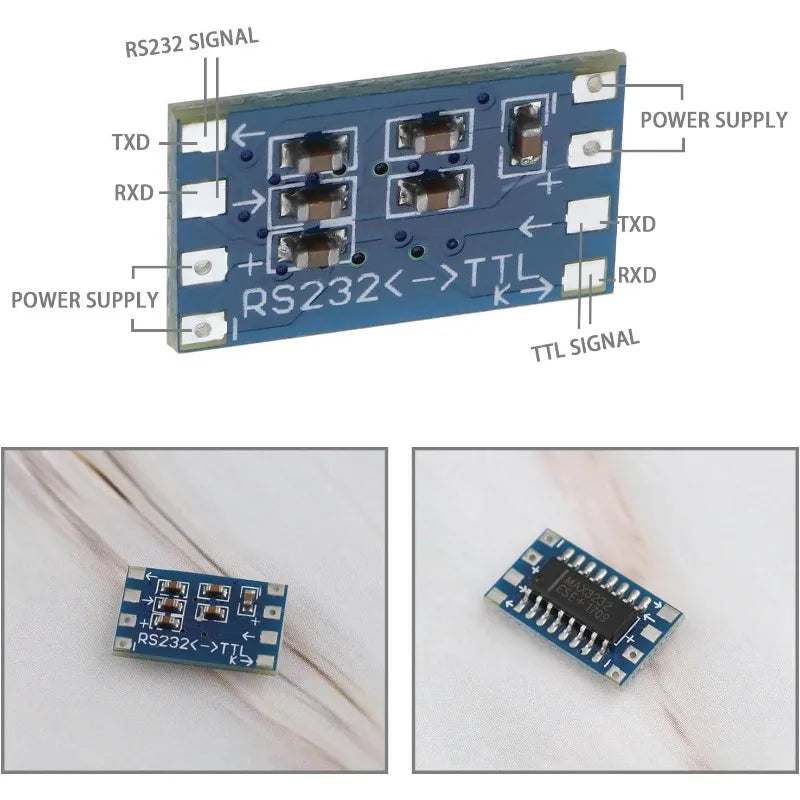 10PCS Mini RS232 MAX3232 to TTL Level Converter Serial Module Board Adapter 3~5V MAX3232 Breakout Board Computer Serial Adapters