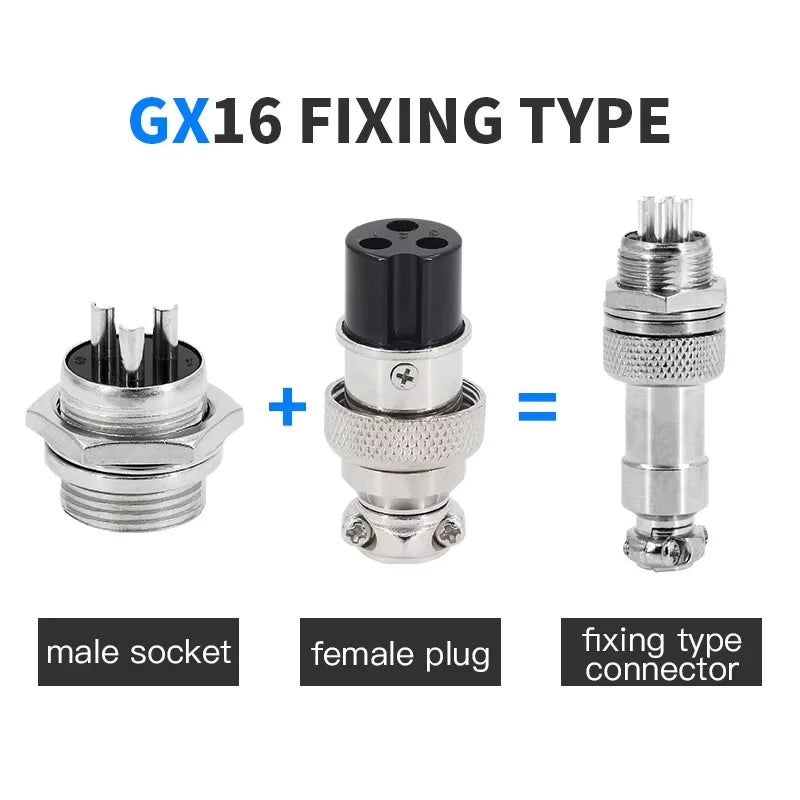 5Set GX12 GX16 Connectors 2pin 3pin 4pin 5pin Aviation Plug Socket Female Male Fixed Fixing Type Electrical Cable Wire Connector