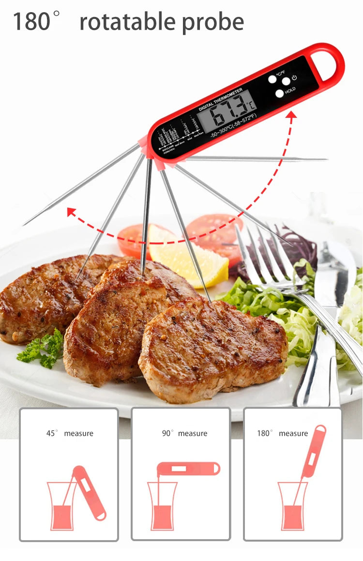 Digital Waterproof Meat Thermometer for Cooking Instant Read Food Thermometer for Grill BBQ with Accurate Temperature Display