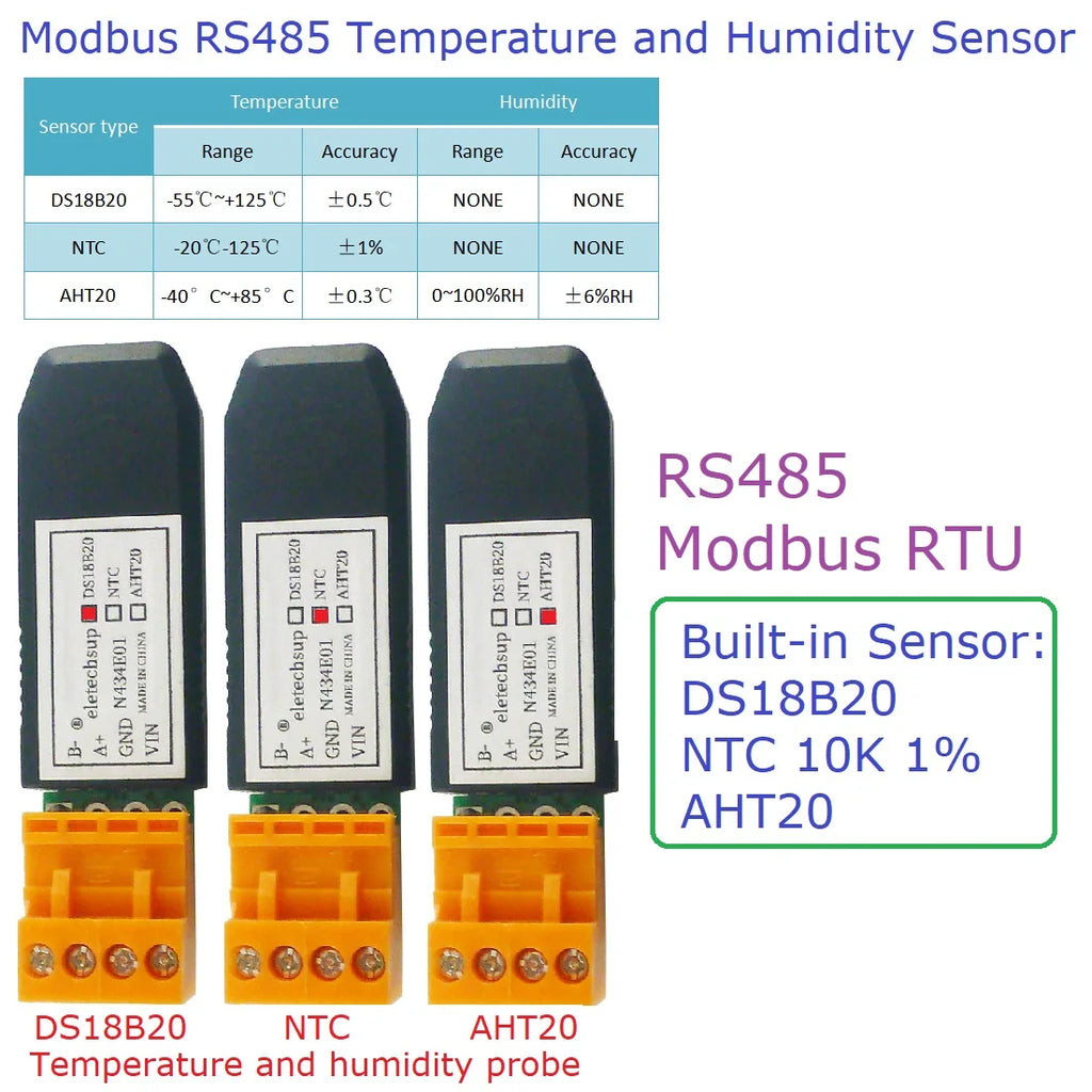 Temperature and Humidity Transmitter Detection Sensor Module Modbus DS18B20/NTC/AHT20 Replace SHT20 SHT30 RS485 Analog Signal