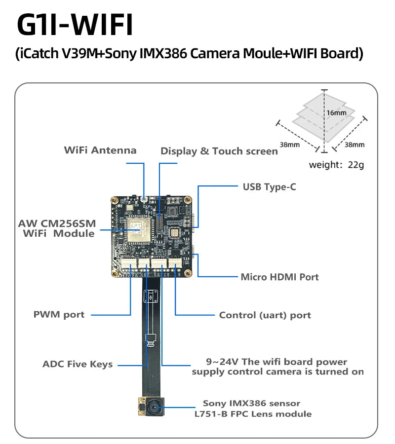 IMX386 Camera Module 12MP 4K 1/2.86" Outdoor Bike Helmet FPC Camera Module Wifi Mini Action Camera(Not Surveillance Camera)