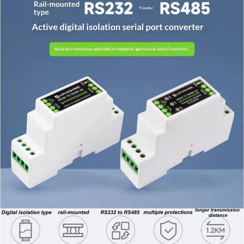 RS232 to RS485 Converter 1 Set Isolated Static Protection Industrial Adapter for Industrial Automation Communication