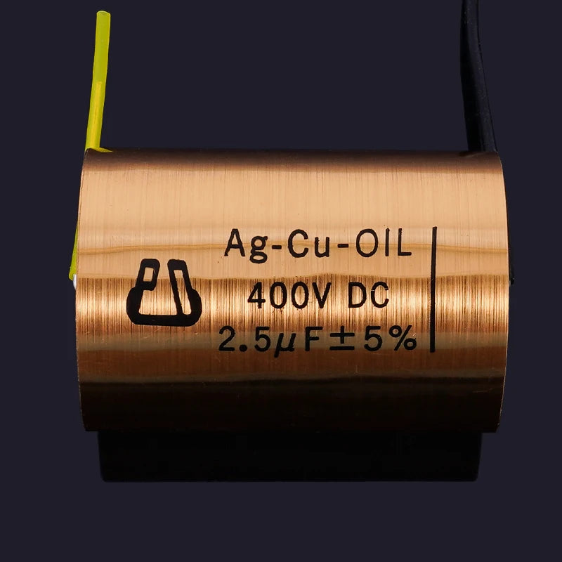 1pcs Copper foil Oil-Impregnated Silver Pin Polar Capacitor HIFI Audio DIY Grinding Mill Frequency Division Coupling MKP