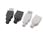 10Pcs USB 2.0 Type A Male Plug/Female Socket 4 Pin Soldering Connector USB Port Charging Data Cable Repair DIY Assembly Adapter