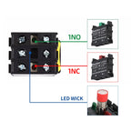 30mm Mushroom Button Switch with Light Waterproof Momentary Reset Self Locking Power Push Button Switch 12V 24V 220V 1NO 1NC Red
