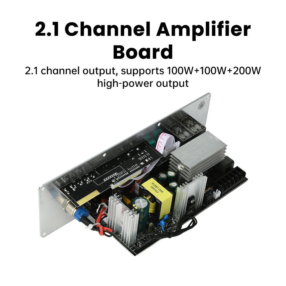 D2000 Bluetooth Amplifier Board 2.1-Channel TPA3221 Power Amplifier 100W+100W+200W with AUX FM USB TF Card TWS DC 24V/AC110-220V