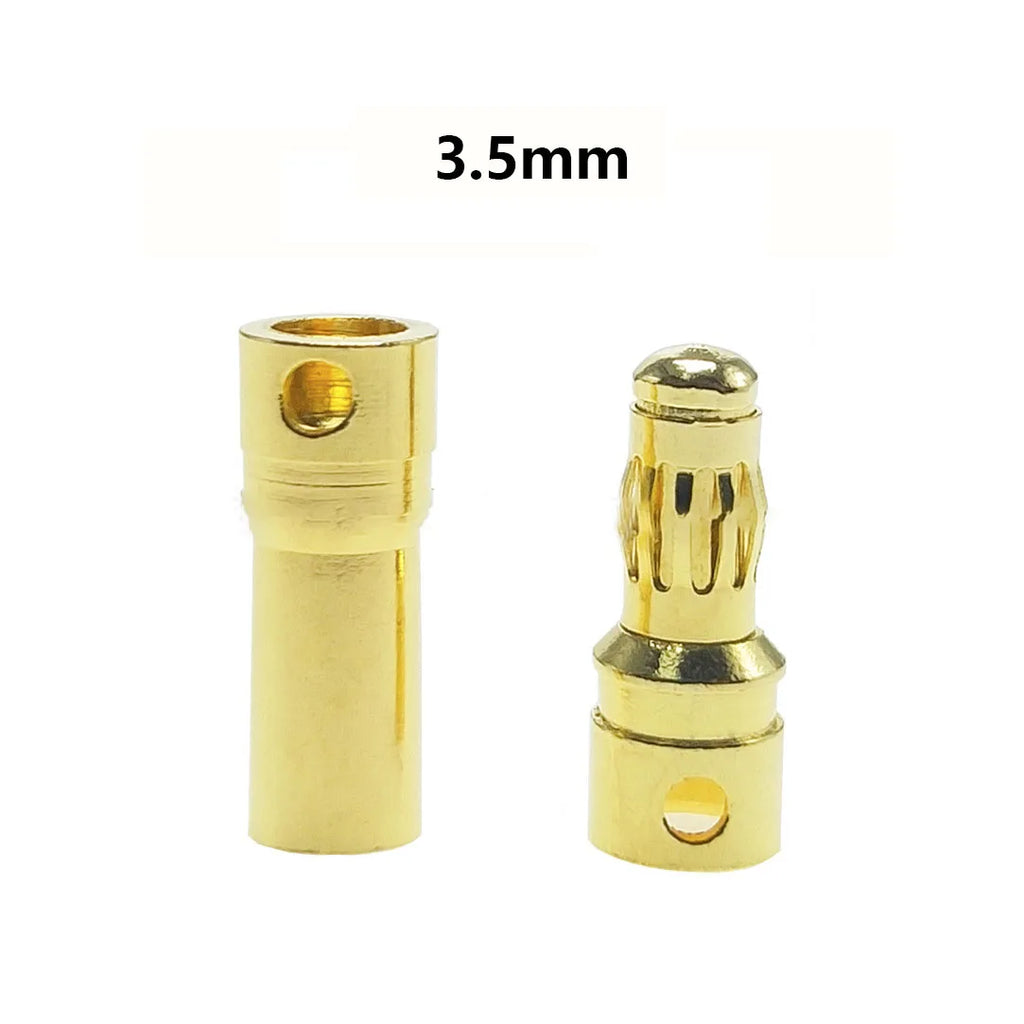 1-10pcs 2.0mm 3.0mm 3.5mm 4.0mm 5.0mm 5.5mm 6mm 6.5mm 8mm Gold-plated Bullet Plug High Current Banana Connector for RC Lipo