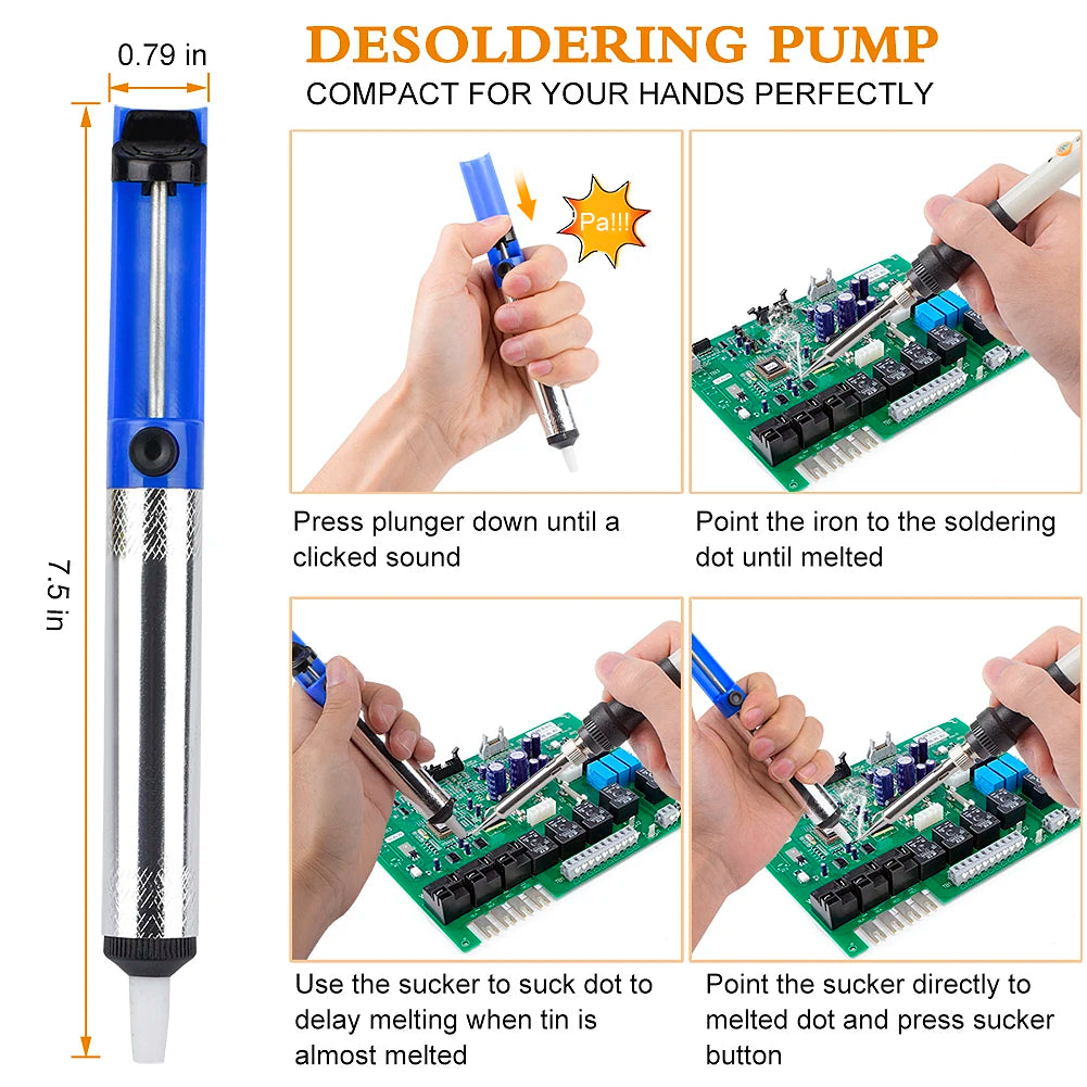 JCD Digital Soldering Iron Set Kit 80W with ON/OFF Switch Adjustable Temperature LCD Welding Tools Ceramic Heater Soldering Tips