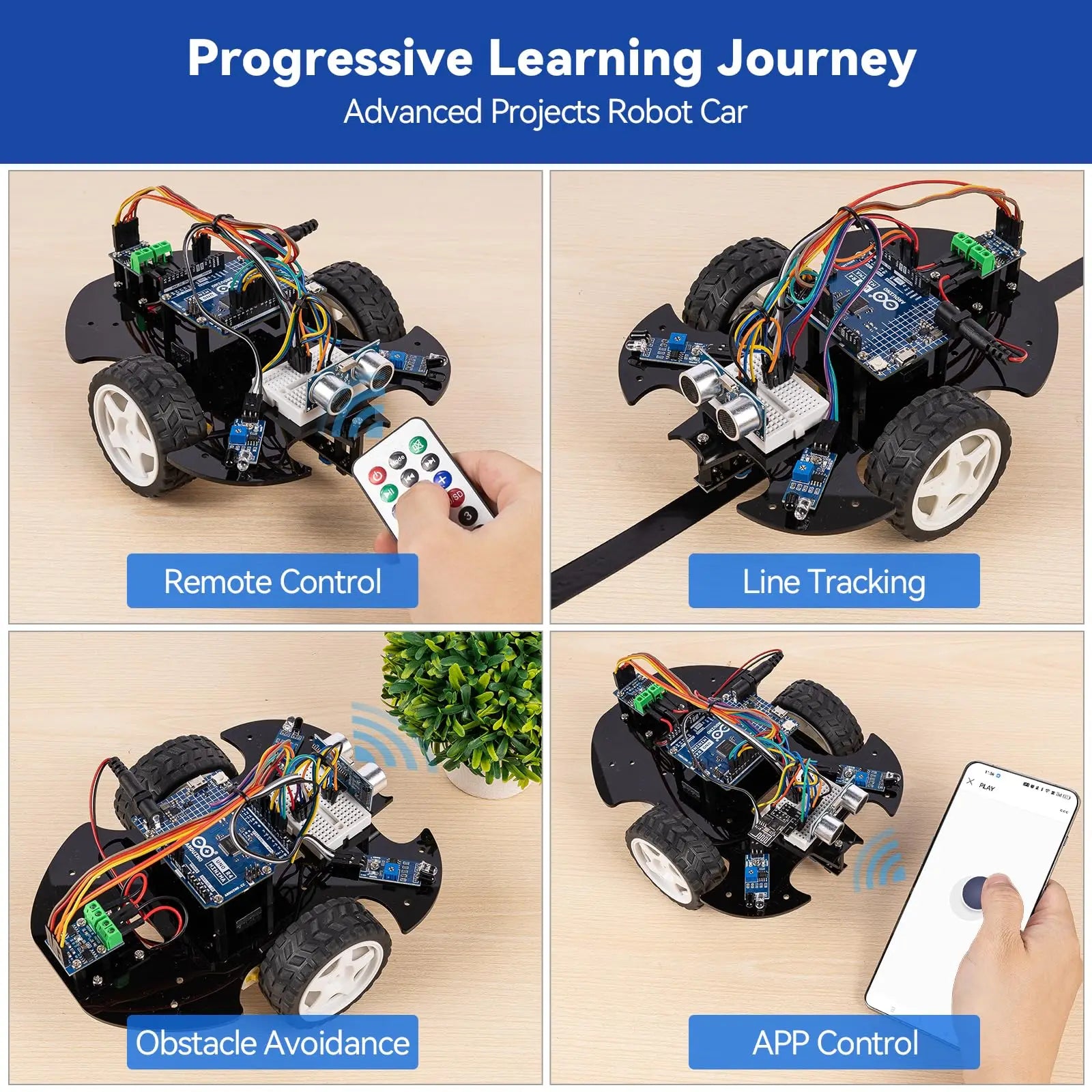 SunFounder 3-in-1 Super Starter Kit with Original Arduino Uno R4 Minima, IoT&Smart Car Projects, ESP8266 WiFi, 50+ Tutorials