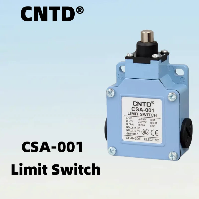 Limit Switch CNTD CSA‑001 Plunger Actuator IP66 10A 250VAC 1NO1NC Metal Housing Travel Switch for Industrial Automation Machine