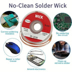 Electronic Repair Wick Copper Braid Desoldering Wick Pure Copper Braided Solder Removal Wire Residue PCB Soldering Clean Tool
