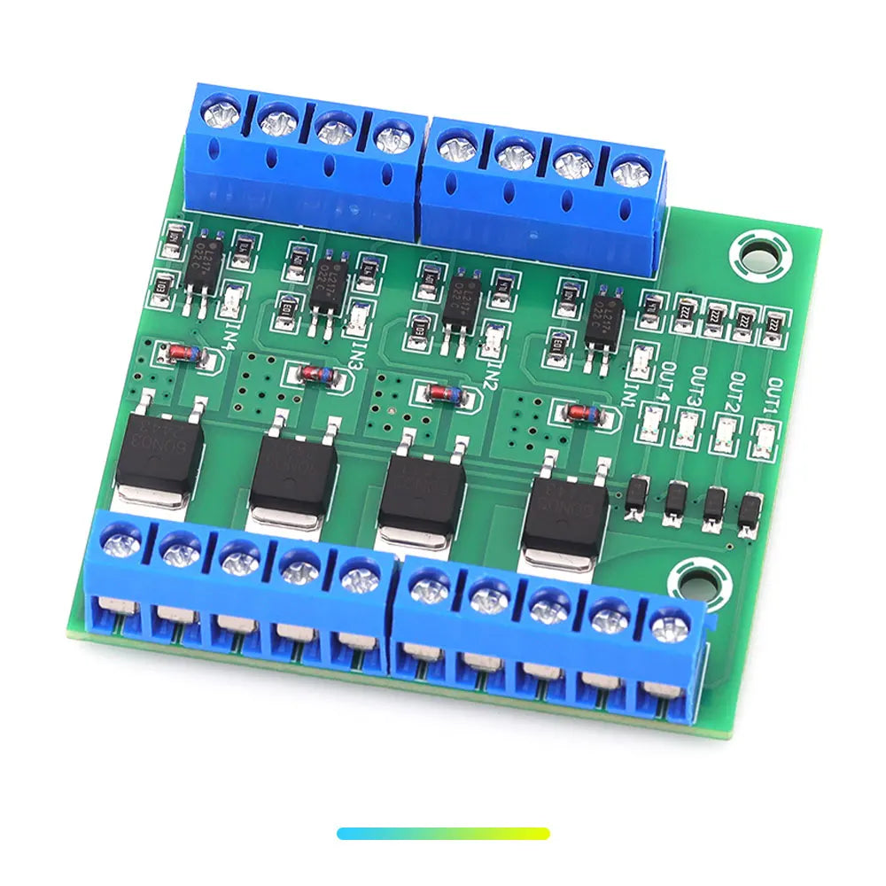 4 Way Mos Optocoupler Isolatie Module Pwm 3-20V 10A Foto-elektrische Isolator Houder Rail Plc Drive Motor Board