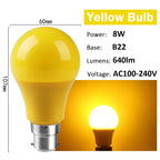 2-10pcs Colorful Bulb B22 E27 110V 220V Red Yellow Blue Green Pink Purple Orange Light Bulb Lamp for Home