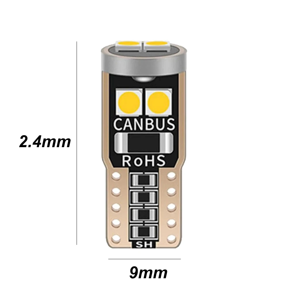 10PCS T10 W5W 3030 6smd Super Bright LED Car Parking Lights WY5W Auto Wedge Turn Side Bulbs Canbus No Error White Red Yellow