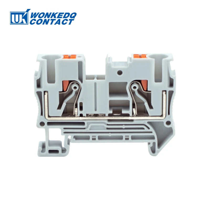 10Pcs PT6 Push-in Terminal Block Din Rail 6mm² Screwless Spring Feed-Through Connector Wire Electrical Strip Plug PT-6 PT 6