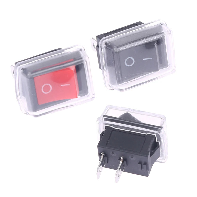 5Pcs Black Push Button Mini Switch 2Pin Snap-in On/Off Rocker Switch With Waterproof Cover