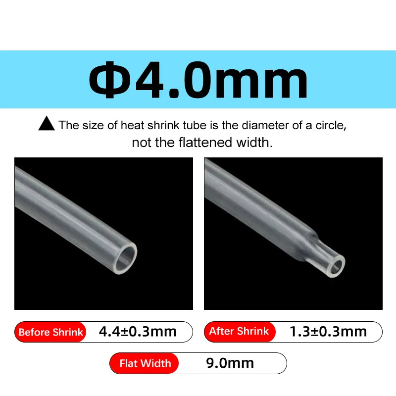 1~10m 3:1 Heat Shrink Tube With Glue Clear 1.6 - 39mm Dual Wall Adhesive Lined Polyolefin Shrinkin ﻿Wrap Cable Protect Sleeving