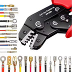 Versatile Ratchet Crimping Tool Set for Open Barrel Terminals Including Dupont, Molex, JST, TE, and SATA Pins