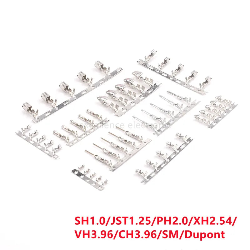 200pcs Electronic Wire Pressing Terminals, XH2.54 PH2.0 CH3.96 VH3.96 KF2510 Dupont SM ZH1.5 JST SH1.0 Connectors Metal Pins
