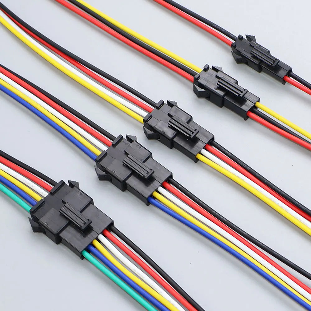 JCD 2/3/4/5/6 Pin LED Strip JST SM Connector Male or Female Adapter Plug Connector Terminal with 20CM 22AWG Wire for Light Strip