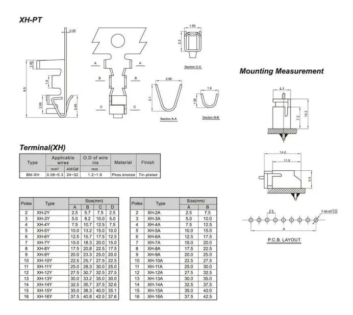 50pcs/lot XH2.54 male right angle material Connector Leads pin Header 2.54mm XH-AW 2P 3P 4P 5P 6P 7P 8P 9P 10P 11P 12P 13P 14P