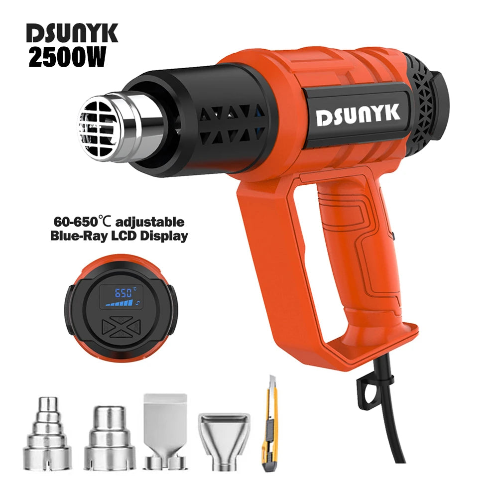 2500w Hot Air Gun Mini Construction Dryers Shrink Wrapping Heat Gun 110V/220V Temperaturesa Djustable Thermal Blower & 4 Nozzles
