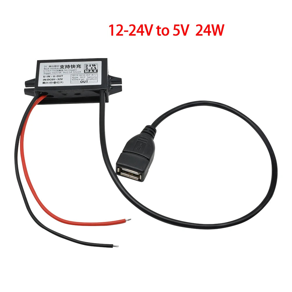 DC-DC Step Down Buck Converter Power Supply Module for Car 12V to 5V 3A 15W for Car Male Female USB Mini USB Micro USB Adapter