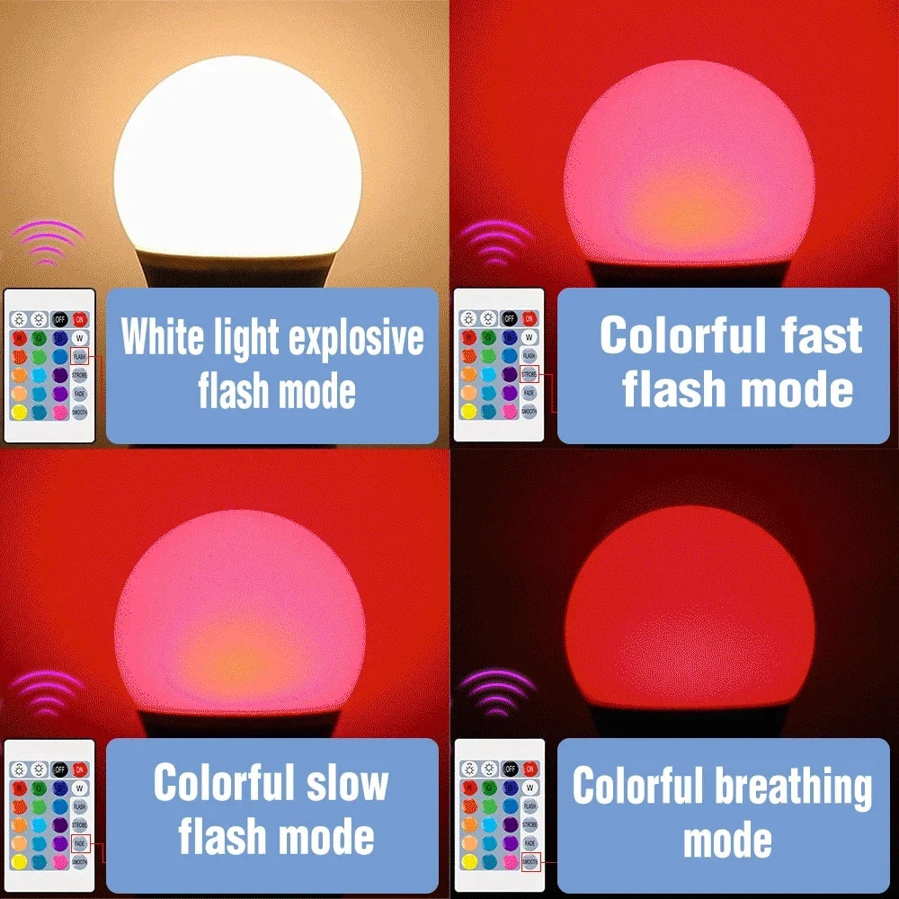 1-10PCS Smart RGBW LED Bulb Spotlight E27 E14 B22 GU10 6W 10W with Infrared Remote Control Suitable for Colorful Home Lighting