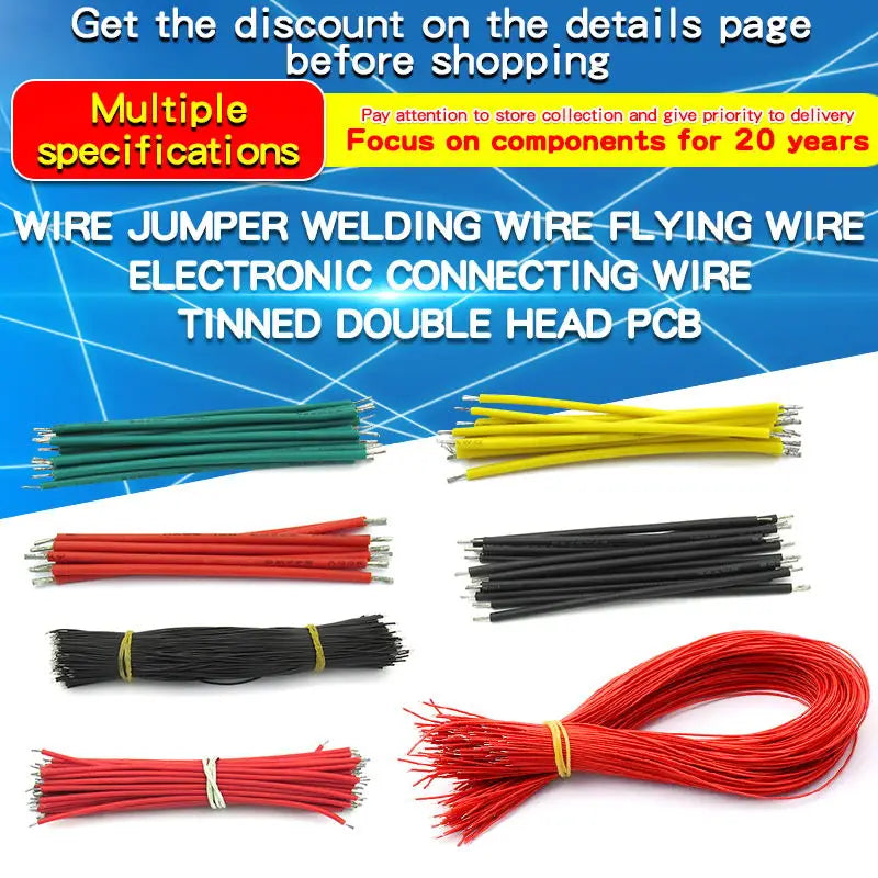 200PCS Wire Jumper Welding Wire Electronic Connecting Wire Double-Ended Tinned 5/0.8 22/24AWG 50/150mm