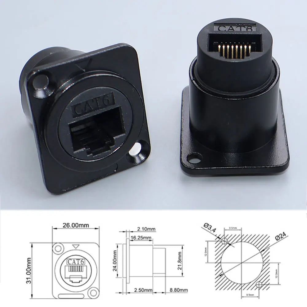 YanXI 1pc Round Socket Module D Type RJ45 Straight Through Network Type-C USB2.0 USB3.0 Connector Panel Mounting HDMI-Jack CAT6