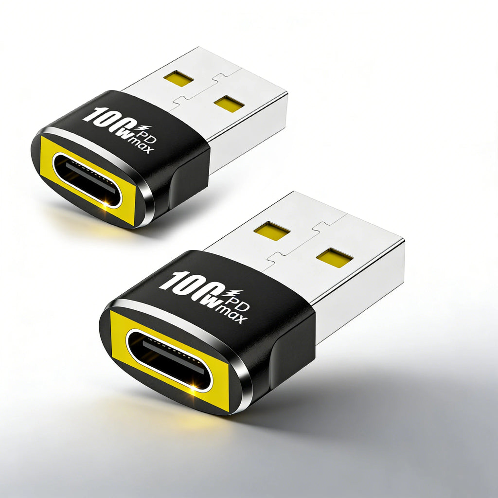 Black /Green 100W PD USB to Type-C OTG Adapter - USB-C Female to USB-A Male