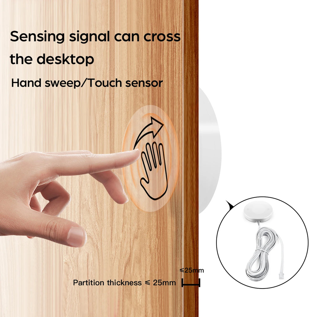 DC12V-24V Penetrable 25mm Wooden Panel Glass LED Light Touch Switch 60W Hidden Dimmer Sensor Switch For Closet Cabinet Lighting
