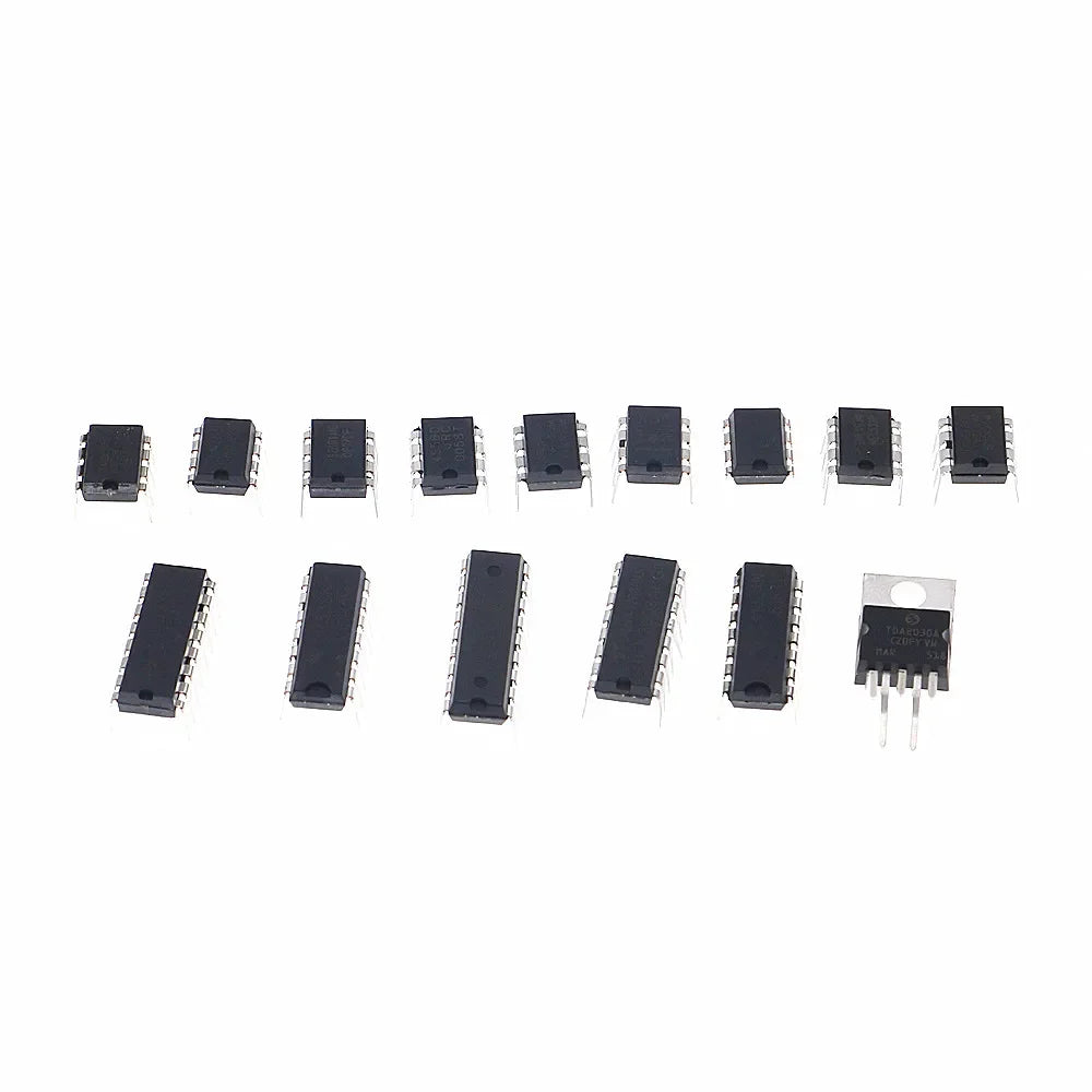 75pcs 15Value in Common use DIP kit LM358 LM386 ULN2003 LM324 NE555 MC34063 TDA2822 JRC4558 OP07 TDA2030 ULN2803 LM339 NE5532