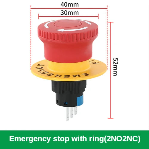 16mm Plastic Emergency Stop Switch Self Locking Latching Button Red Mushroom Head Switch for Equipment Lift Elevator Latching