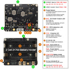 Geekbord X1205 Raspberry Pi 5 UPS Hat, 2-Cell 21700 Battery Holder with Auto Shutdown, Low Standby, Backup Power Switch