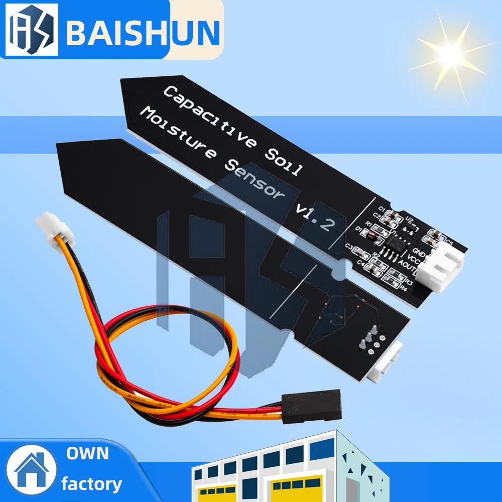 Capacitive Soil Moisture Sensor Module Not Easy to Corrode Wide Voltage Wire 3.3~5.5V Corrosion Resistant W/ Gravity for Arduino