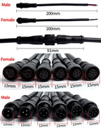 5/20Pcs M12 Metal Waterproof IP68 2/3/4/5/6/8 Pin Power Cable Wire Plug IP68 for LED Strips Male Female Connector 20CM