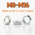Hex Nut M8 M10 M12 M14 M16 Galvanized Carbon Steel Fine Thread Hexagon Nut Thin Nut Lighting Nut Pitch 0.75/1/1.25/1.5mm