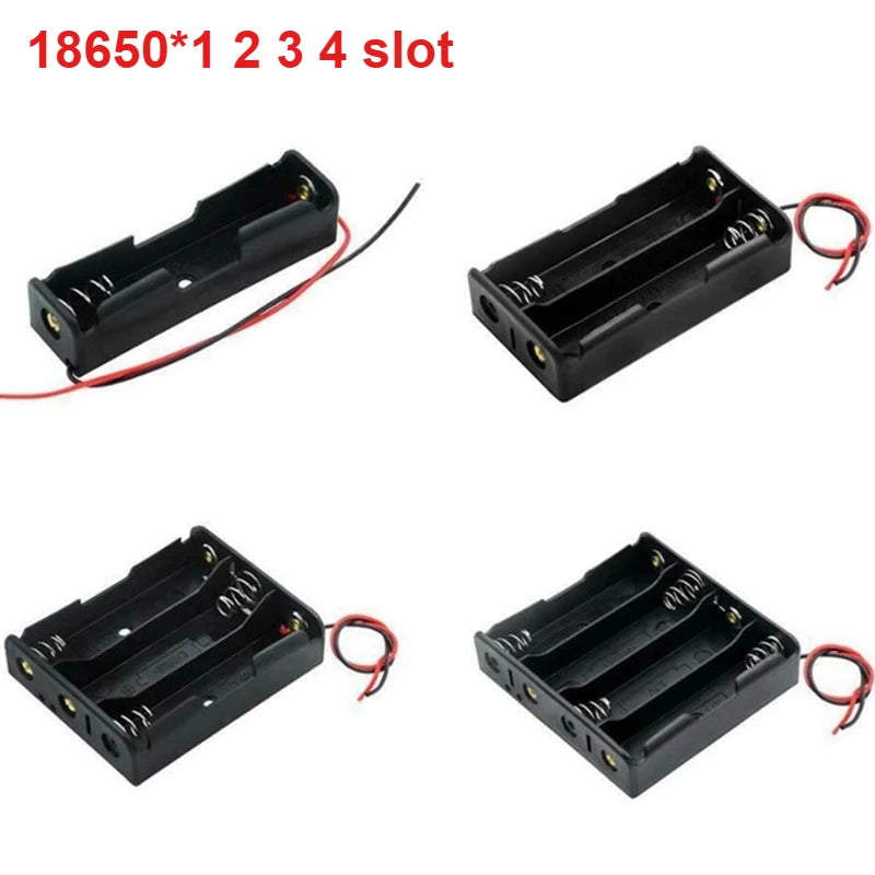 New Plastic 18650 Battery Storage Box Case 1 2 3 4 Slot Way DIY Batteries Clip Holder Container With Wire Lead For18650 Battery