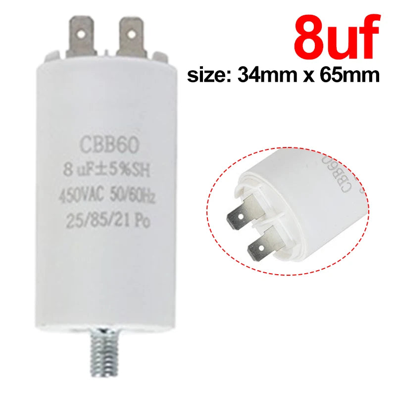 CBB60 Washing Machine Pump Starting Capacitor:4uf,5uf,6uf,8uf,10uf,12uf,14uf,15uf,20uf,25uf,30uf,35uf,40uf,45uf,50uf,60uf 450VAC