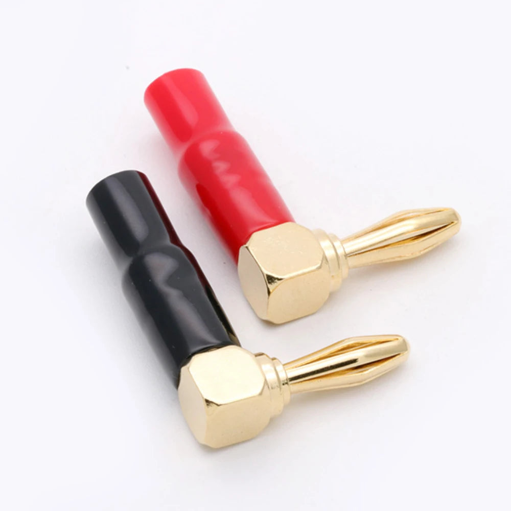 20PCS 4mm L-shaped Right Angle Banana Plug Soft Plastic Shell 90 Degree Banana Connector Red Black for Audio Video Speaker