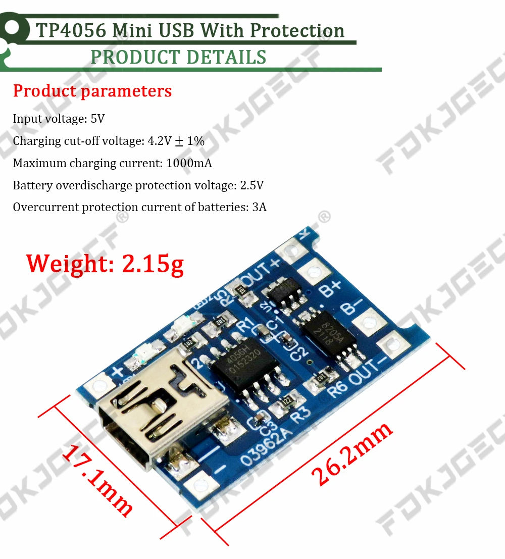 TP4056 With Protection Dual Functions 5V 1A Mini Micro TYPE-C USB 18650 Lithium Battery Charging Board Charger Module 1A Li-ion